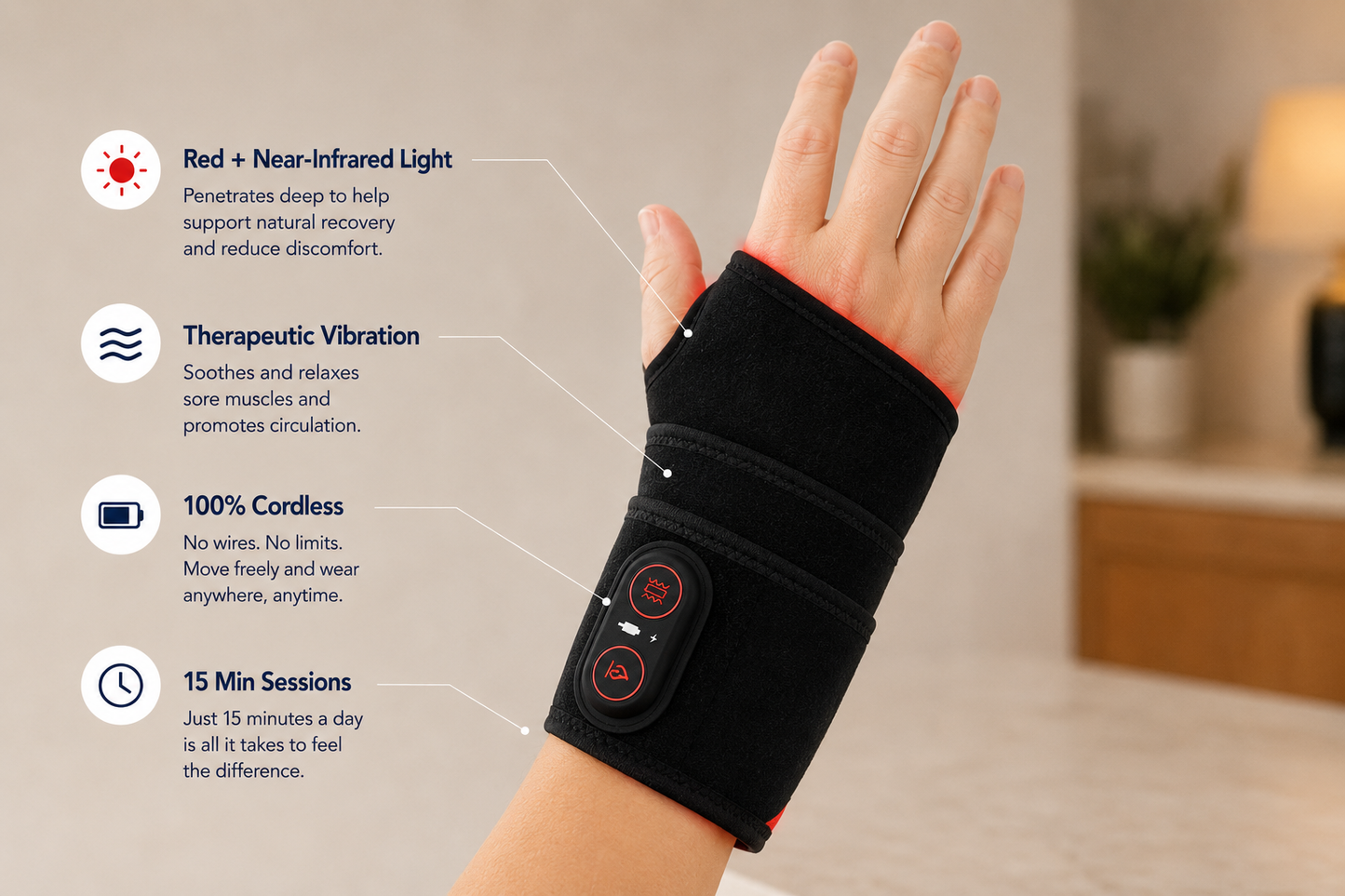 Red Light + Vibration Wrist Wrap